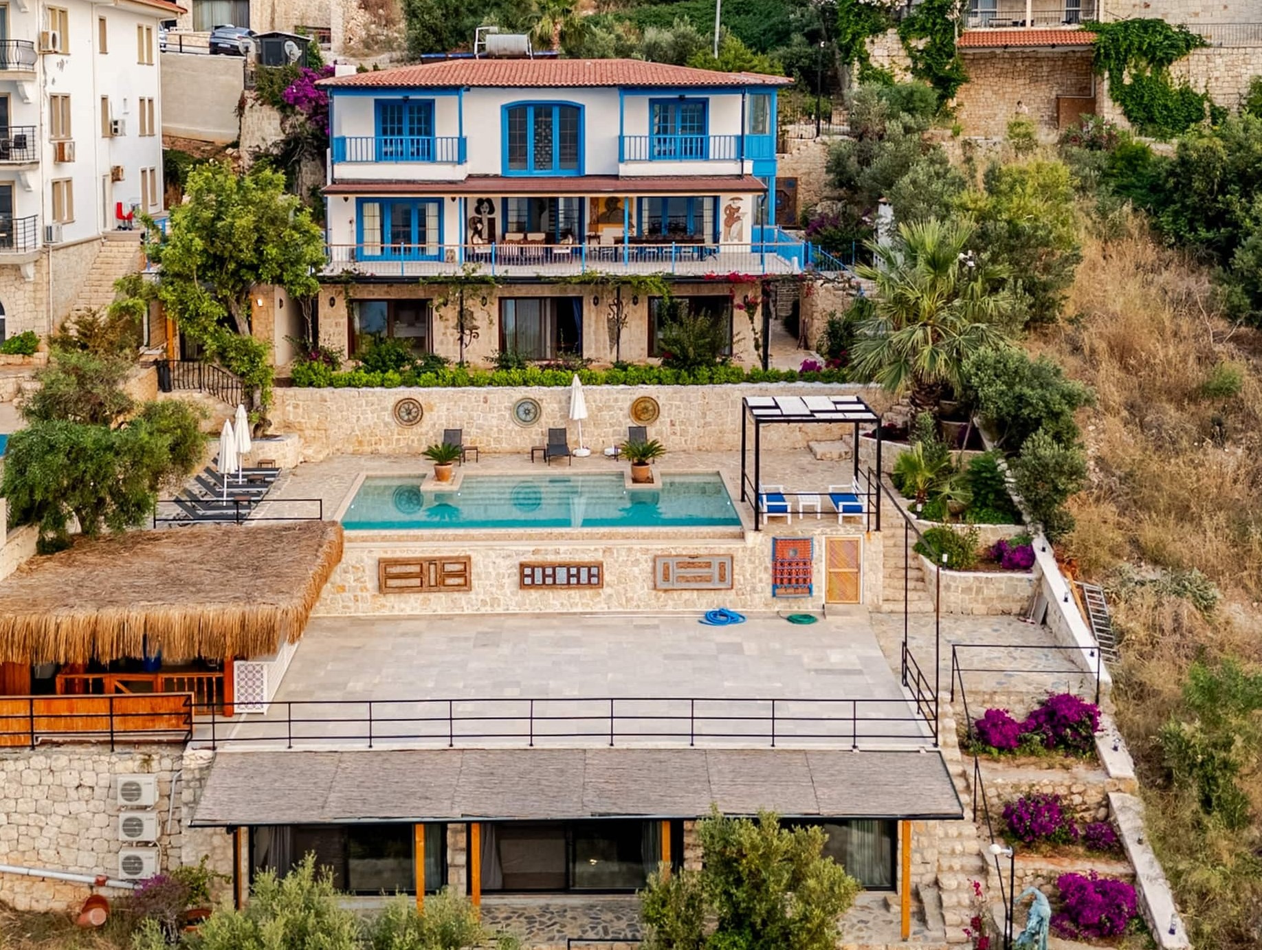 Bougain Villa — the villa with its pool terraces and gardens